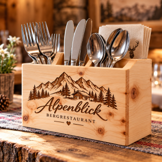 Alpenblick Besteckhalter im Bergrestaurant